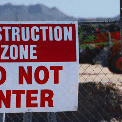 Construction zone with potential environmental hazards
