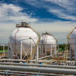 Spherical propane tanks containing fuel gas