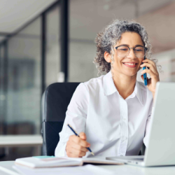 Insurance broker calling client