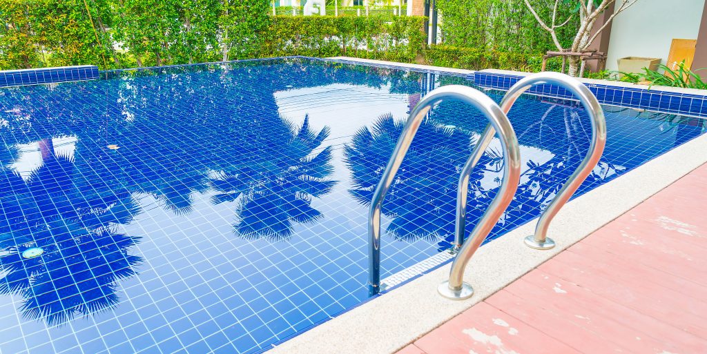 Stair swimming pool in beautiful luxury hotel pool resort