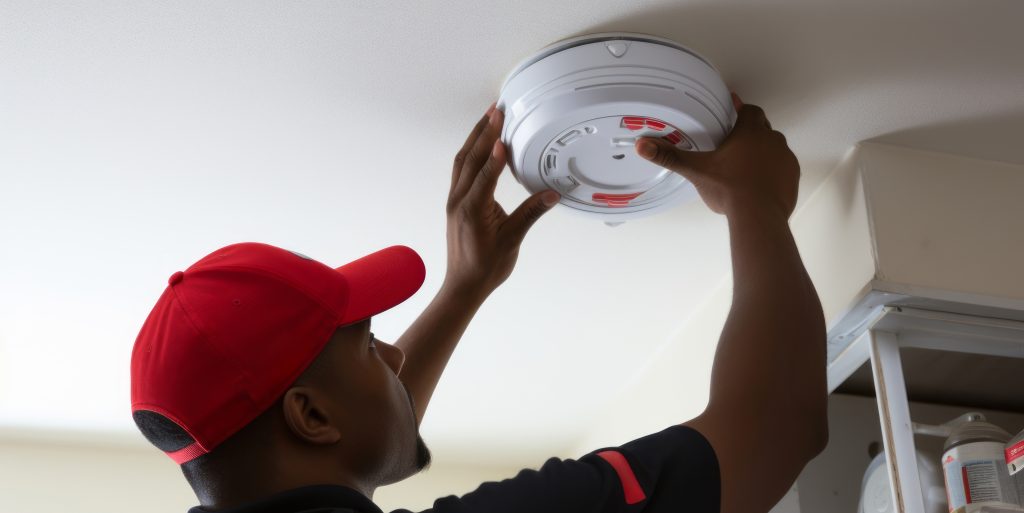 A technician installing a home security system and explaining its operation to homeowners. Generative AI
