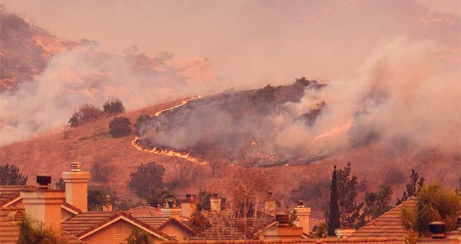 wildfire-residential-hillside Wildfire approaching residential area